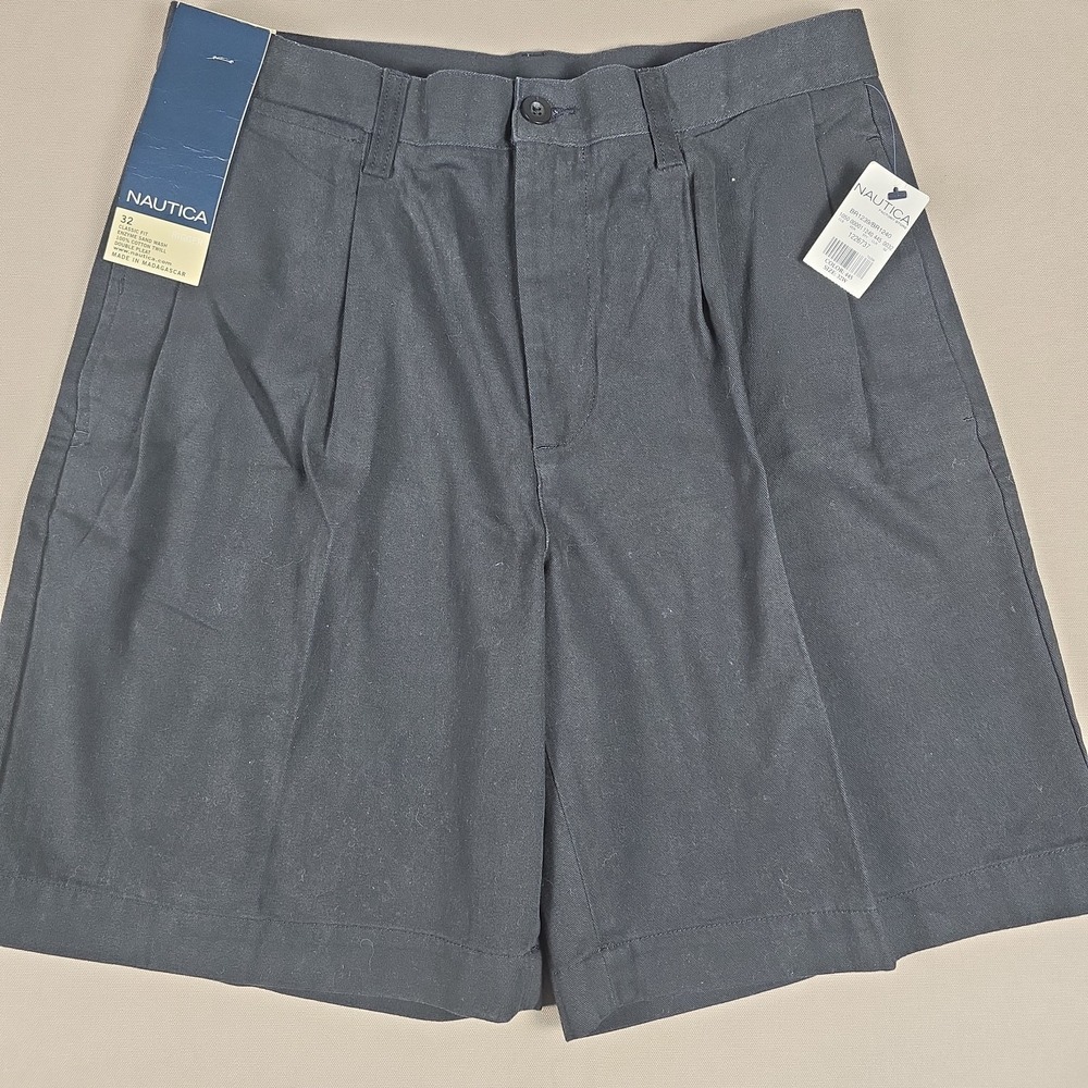 Nautica Rigger Shorts Classic Fit sz 32 9" Inseam 100% Cotton Black NWT
